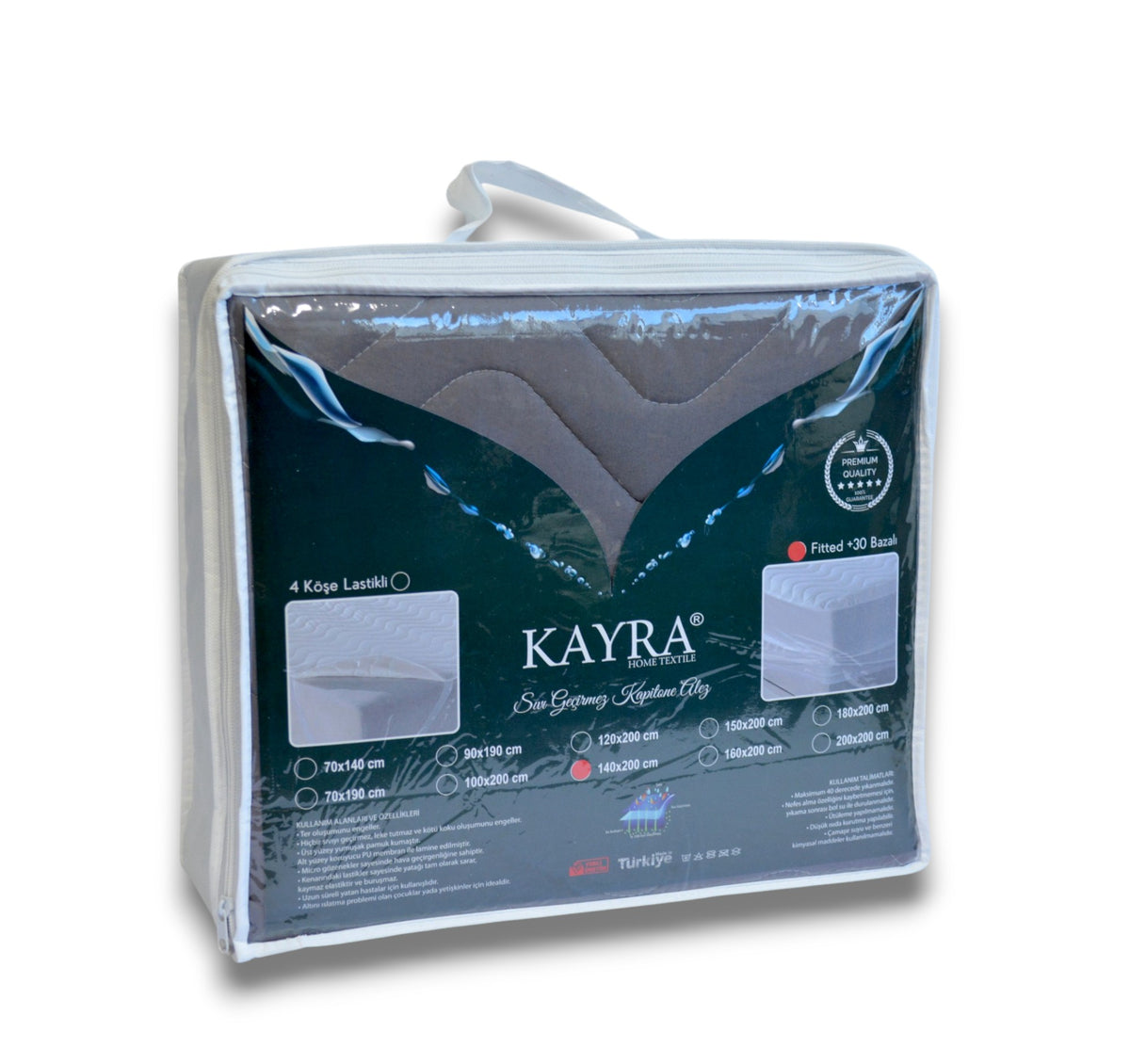 Наматрацник стьобаний водонепроникний Kayra 150х200 см., Сірий