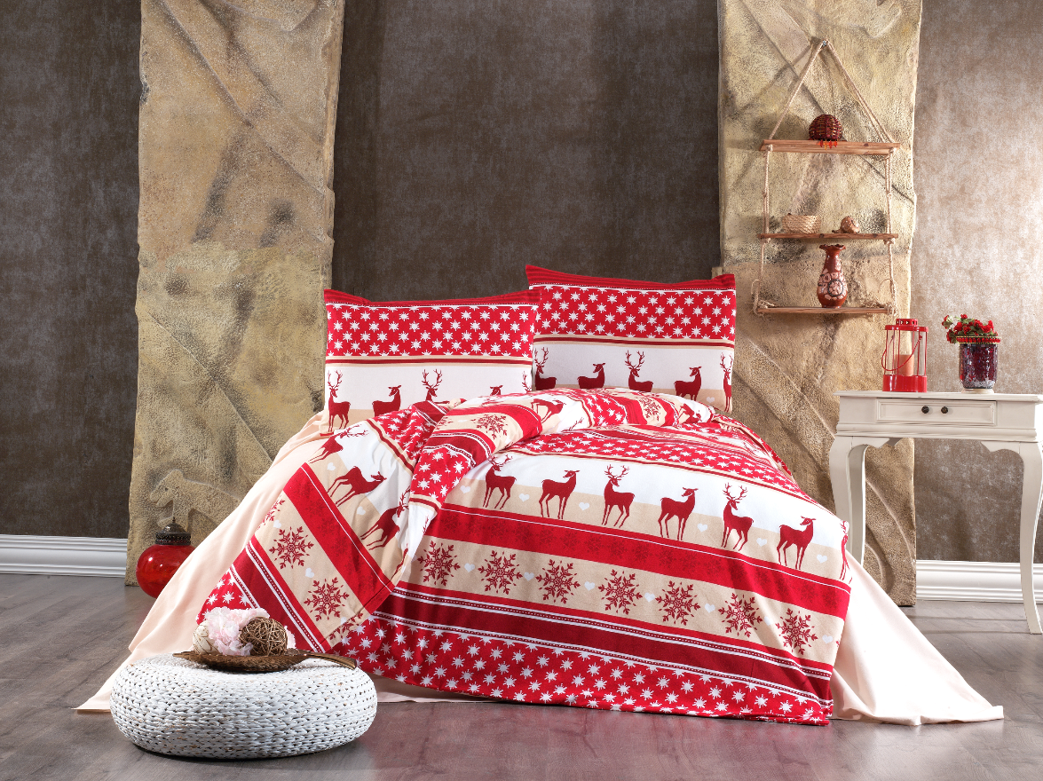 Комплект постільної білизни Kayra Flanel 200x220 см Noel Kirmizi