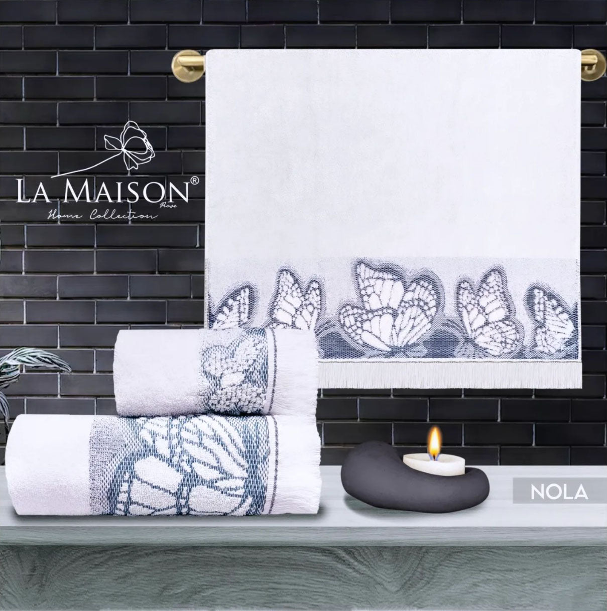 Подарунковий набір рушників La Maison, 3 шт. з ароматом Nola Ekru