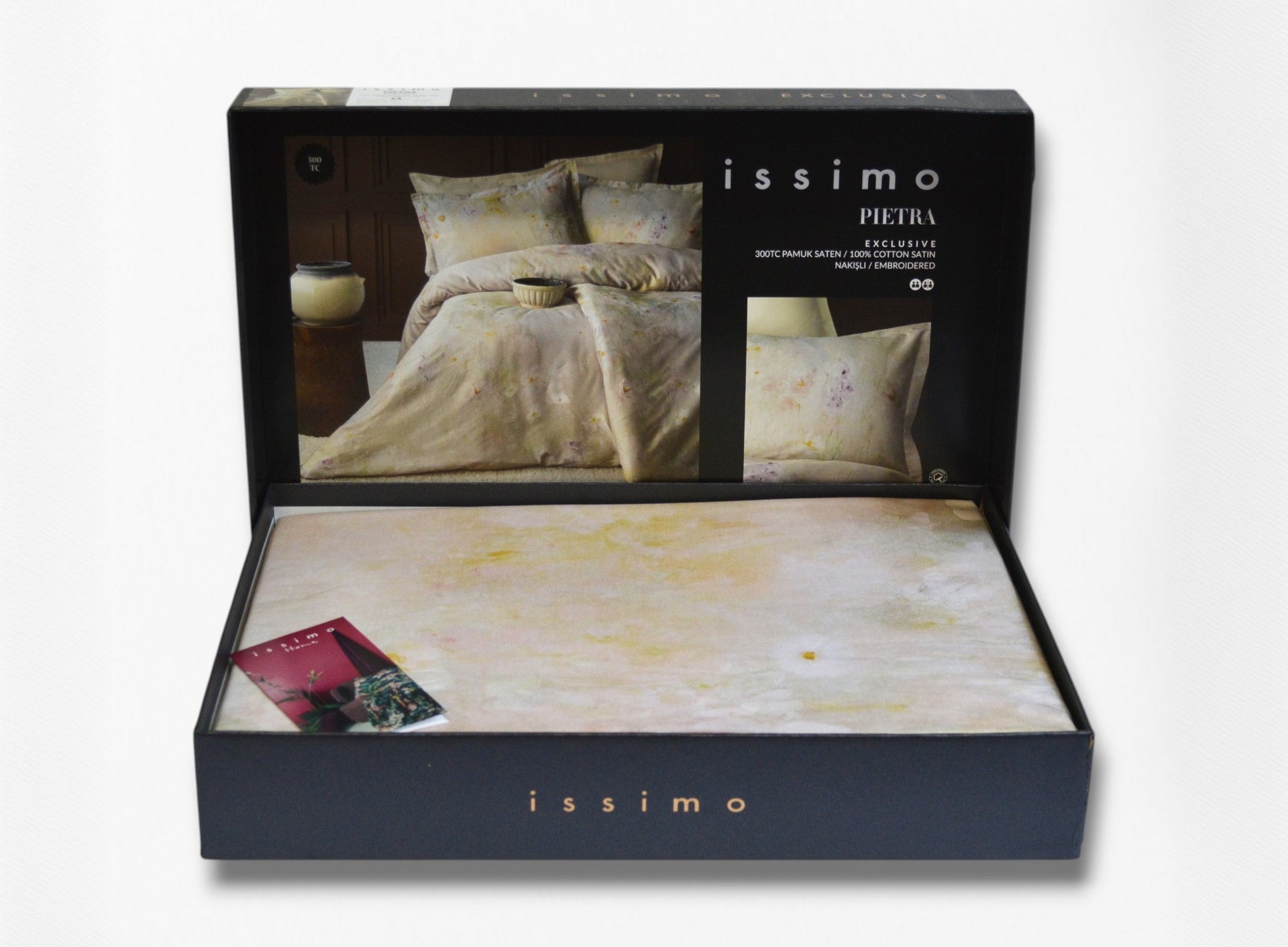 Комплект постільної білизни Issimo Digital Satin 300 TC 200х220 см  Pietra
