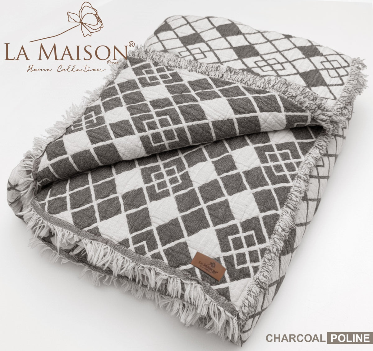 Муслінове покривало La Maison 220 х 240 см. Poline Charcoal