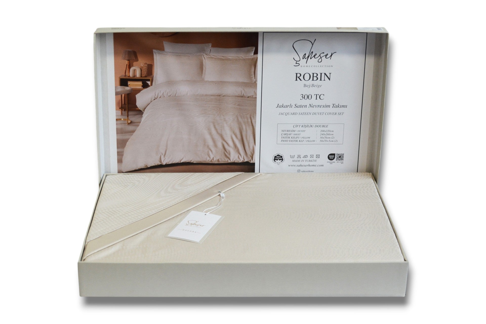 Комплект постільної білизни Saheser Delux Jacquard 300 TC 200х220 см Robin Bej