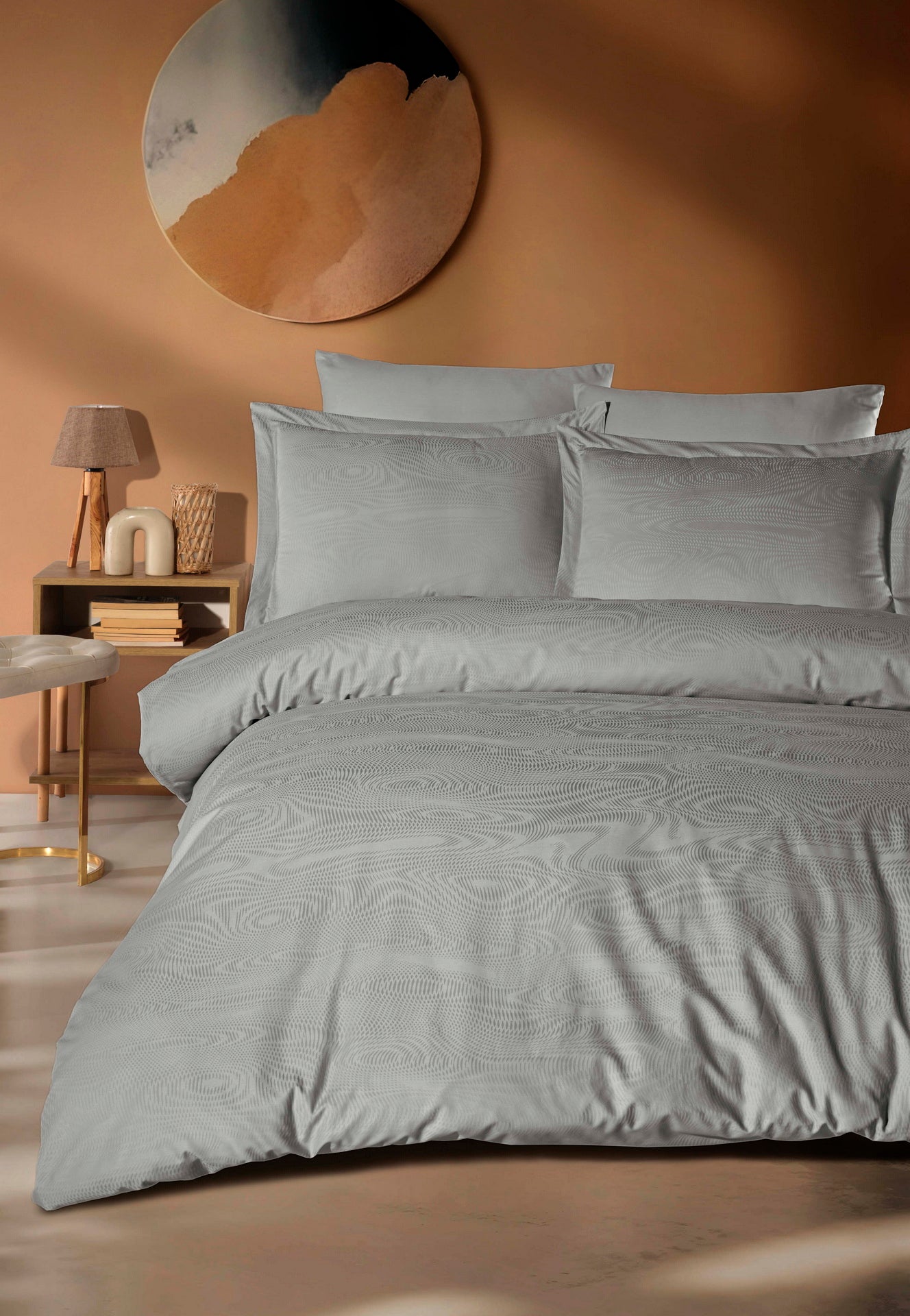 Комплект постільної білизни Saheser Delux Jacquard 300 TC 200х220 см Robin Gri