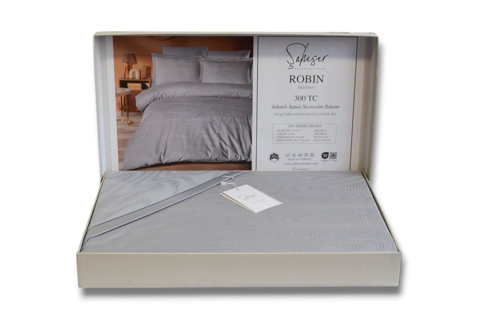 Комплект постільної білизни Saheser Delux Jacquard 300 TC 200х220 см Robin Gri