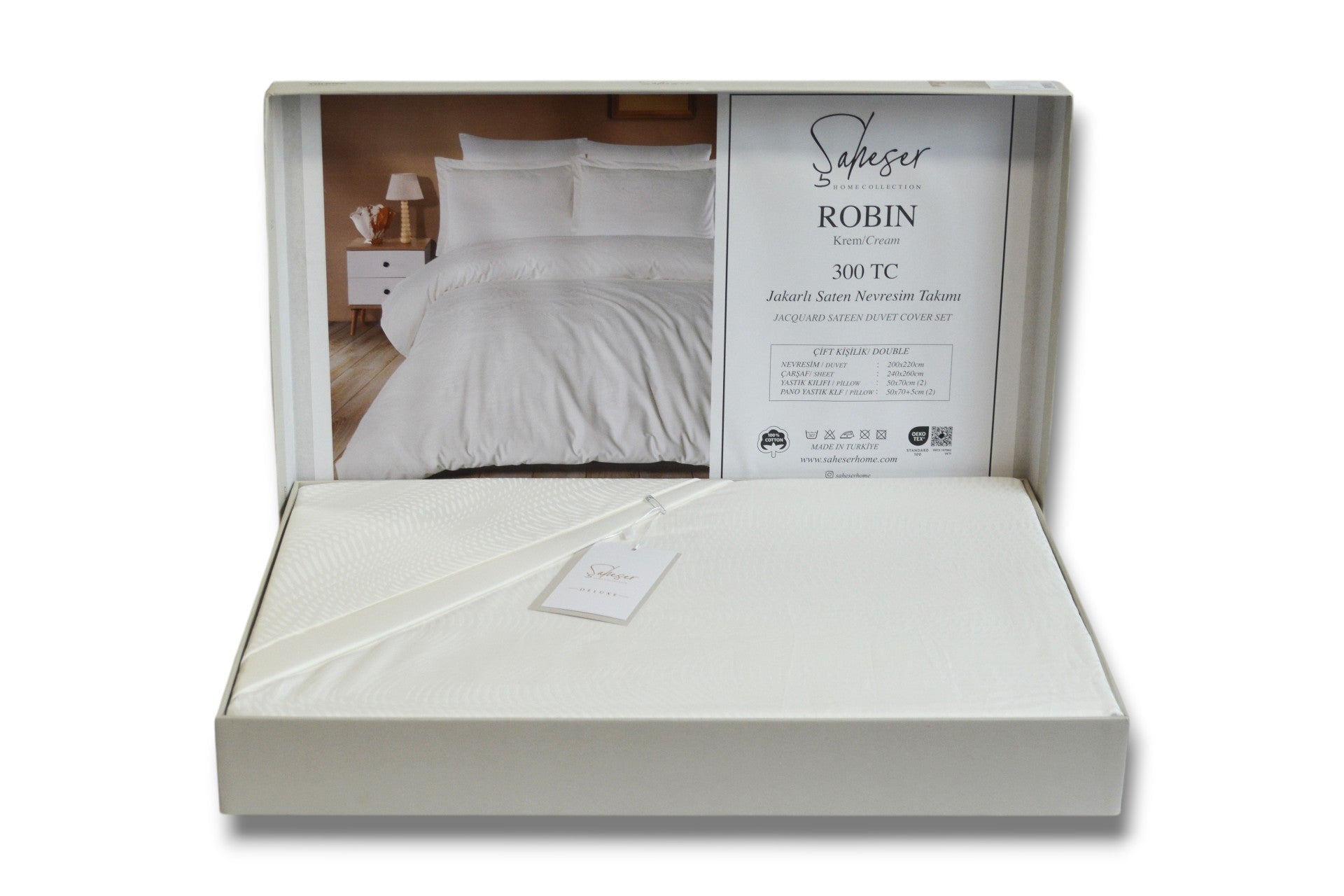 Комплект постільної білизни Saheser Delux Jacquard 300 TC 200х220 см Robin Krem