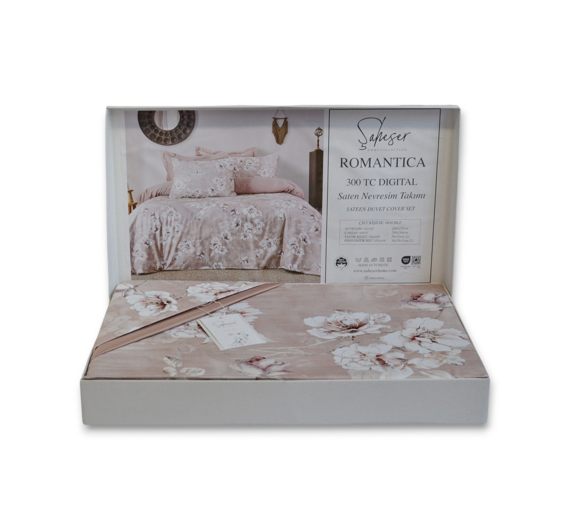 Комплект постільної білизни Saheser Digital Satin 300 TC 200х220 см Romantica
