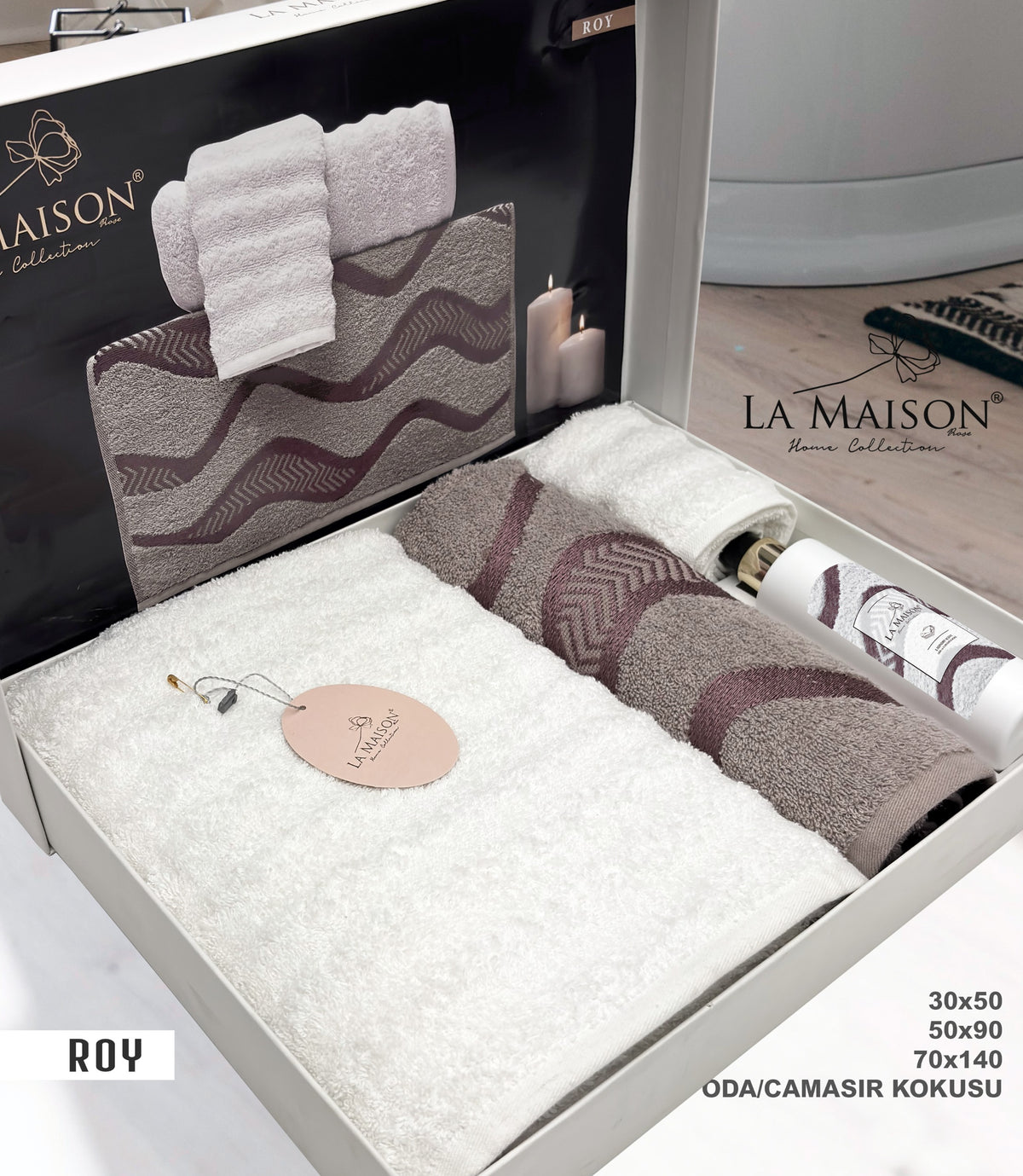 Подарунковий набір рушників La Maison, 3 шт. з ароматом Roy Murdum