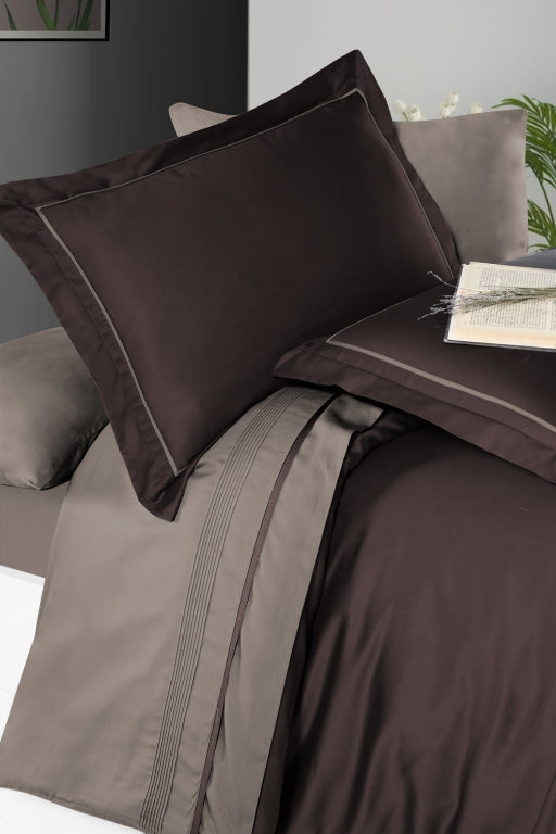 Комплект постільної білизни First Choice Deluxe Satin DARK 200х220 Serenity Brown Mink