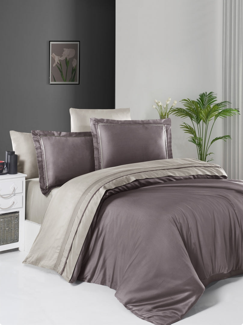Комплект постільної білизни First Choice Deluxe Satin 200х220 Serenity Lilac Beige
