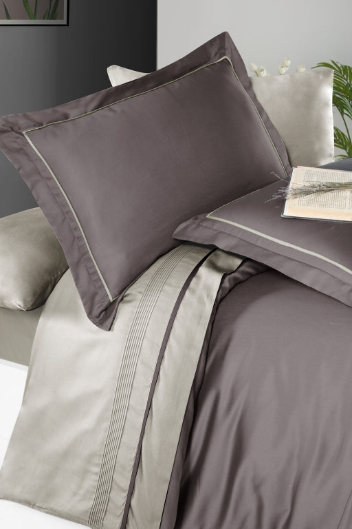 Комплект постільної білизни First Choice Deluxe Satin 200х220 Serenity Lilac Beige