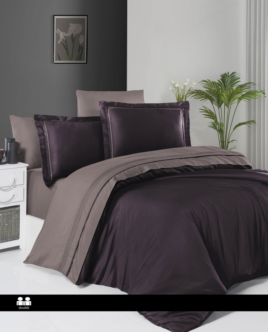 Комплект постільної білизни First Choice Deluxe Satin DARK 200х220 Serenity Purple Lilac