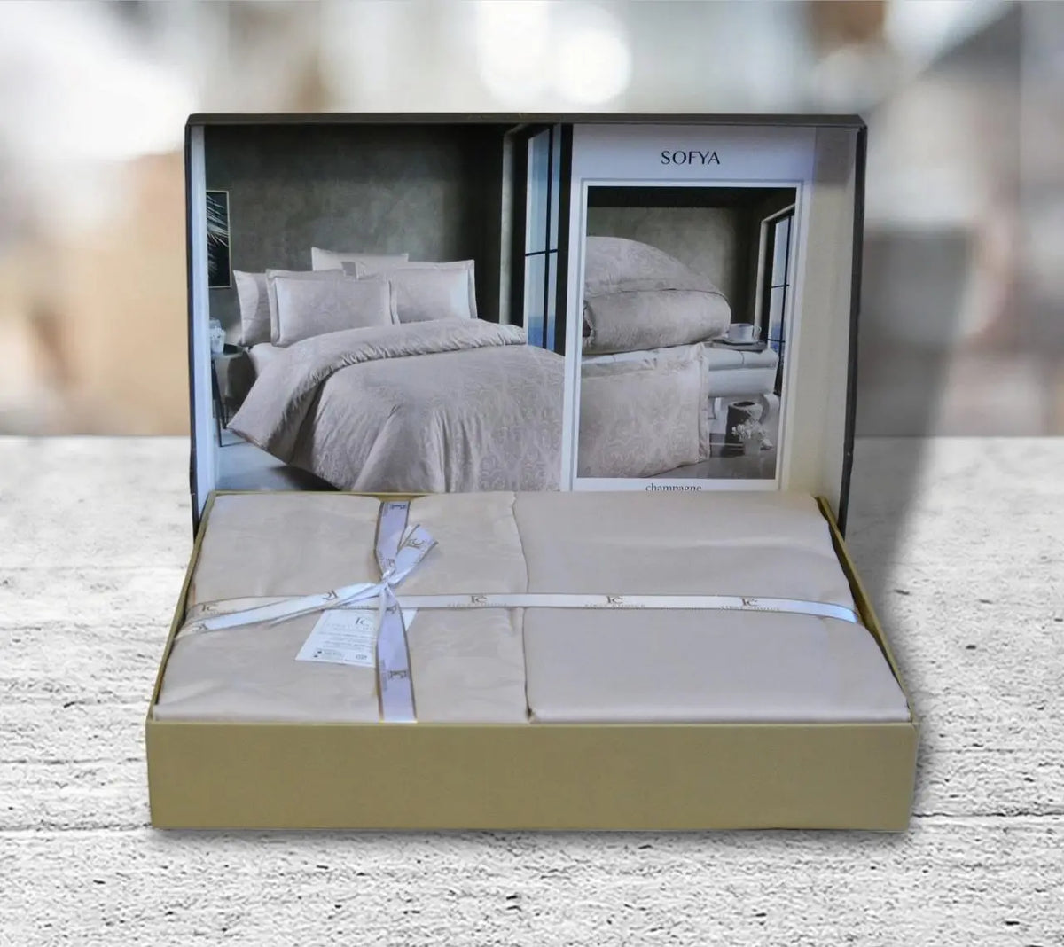 Постільна білизна First Choice Jacquard Satin 200 х 220 см Sofya Champagne