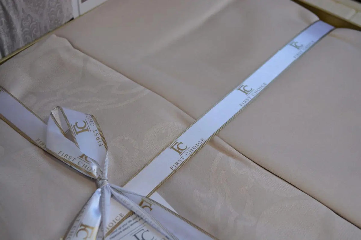Постільна білизна First Choice Jacquard Satin 200 х 220 см Sofya Champagne