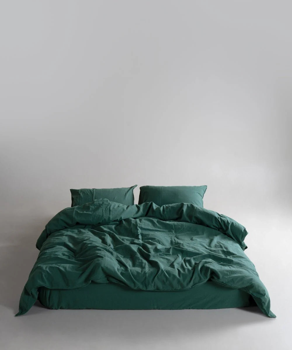 Постільна білизна Limasso Stonewashed Ranforse 160 х 220 см Dark Green