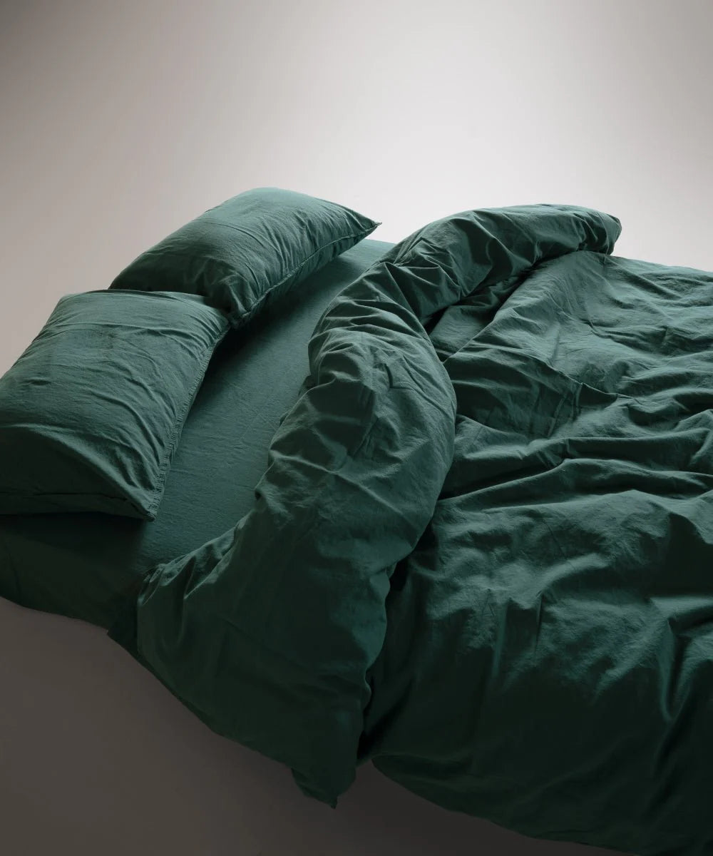 Постільна білизна Limasso Stonewashed Standart Сімейний (2 шт 160 х 220 см) Dark Green