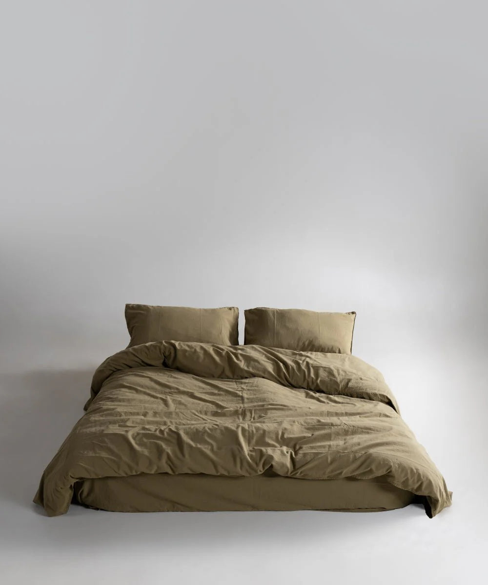 Постільна білизна Limasso Stonewashed Ranforse 160 х 220 см сімейний Olive