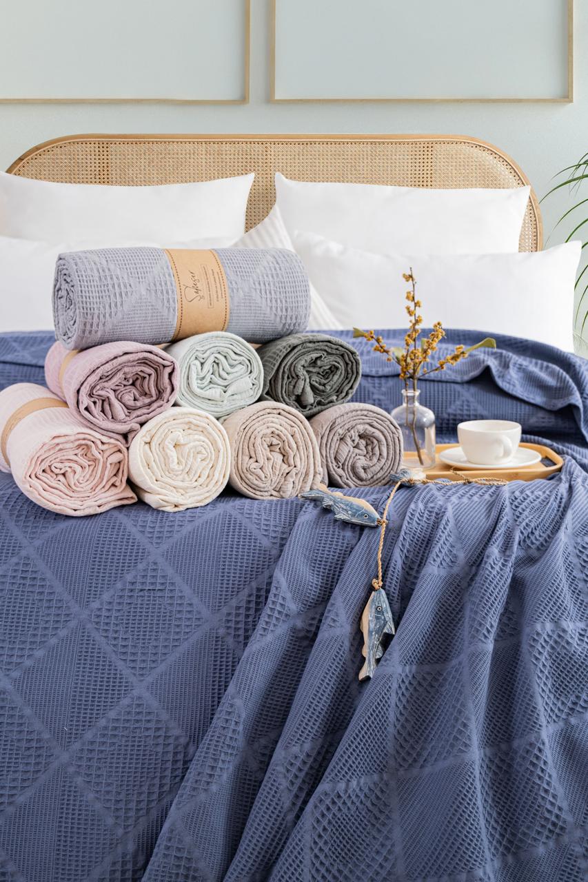 Вафельне простирадло Saheser Cotton Pique 160×230 см. Lavin