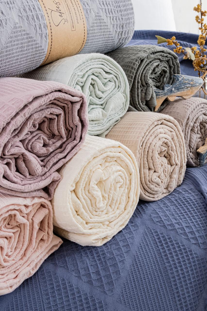 Вафельне простирадло Saheser Cotton Pique 210×230 см. Lavin