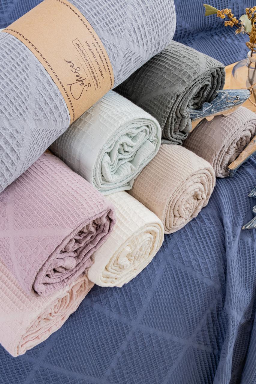 Вафельне простирадло Saheser Cotton Pique 160×230 см. Lavin