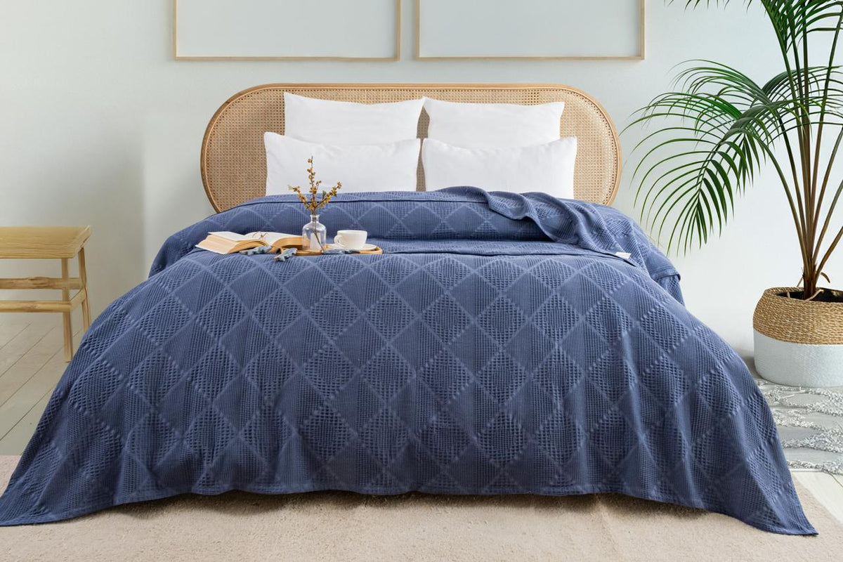 Вафельне простирадло Saheser Cotton Pique 210×230 см. Lavin