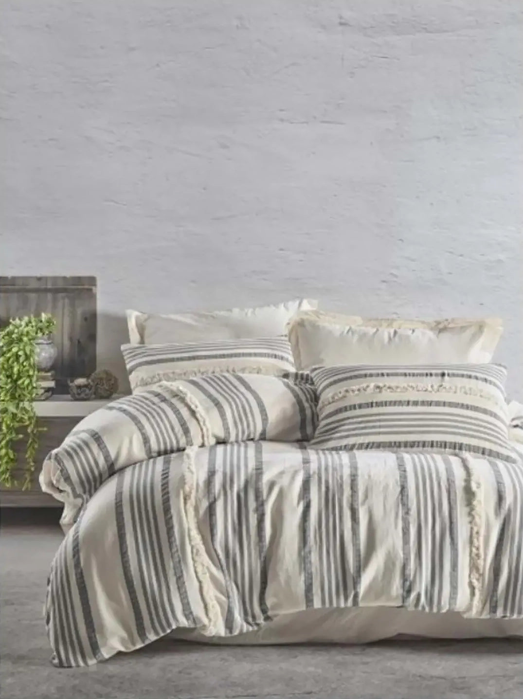 Постільна білизна Saheser Stonewashed Ranforse Naturel 200 х 220 см Nidus Gri