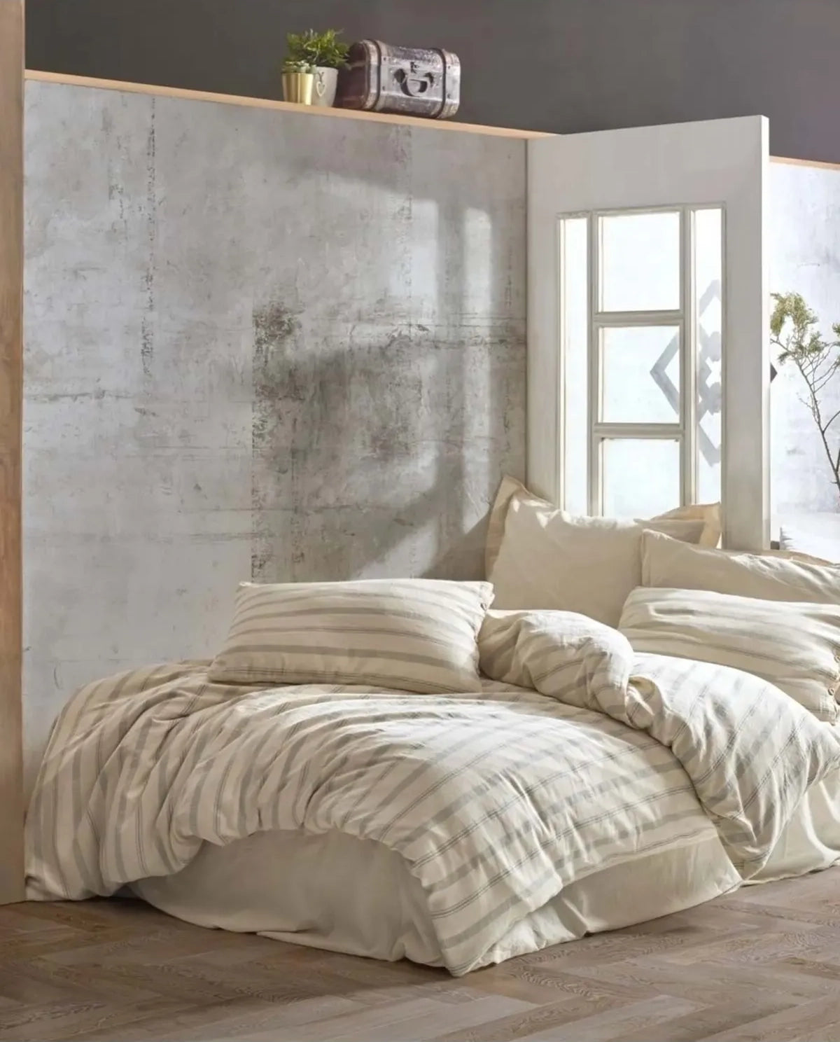 Постільна білизна Saheser Stonewashed Ranforse Naturel 200 х 220 см Solaris Gri