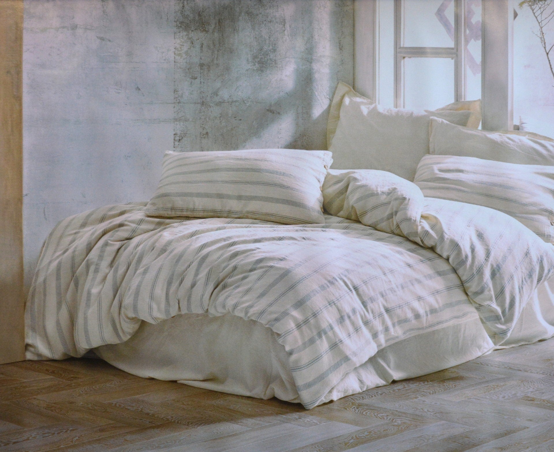 Постільна білизна Saheser Stonewashed Ranforse Naturel 200 х 220 см Solaris Yesil