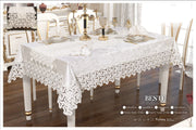 Велюрова скатертина з ранером Selin Beste Set 160x300 см.+12серветок кремова