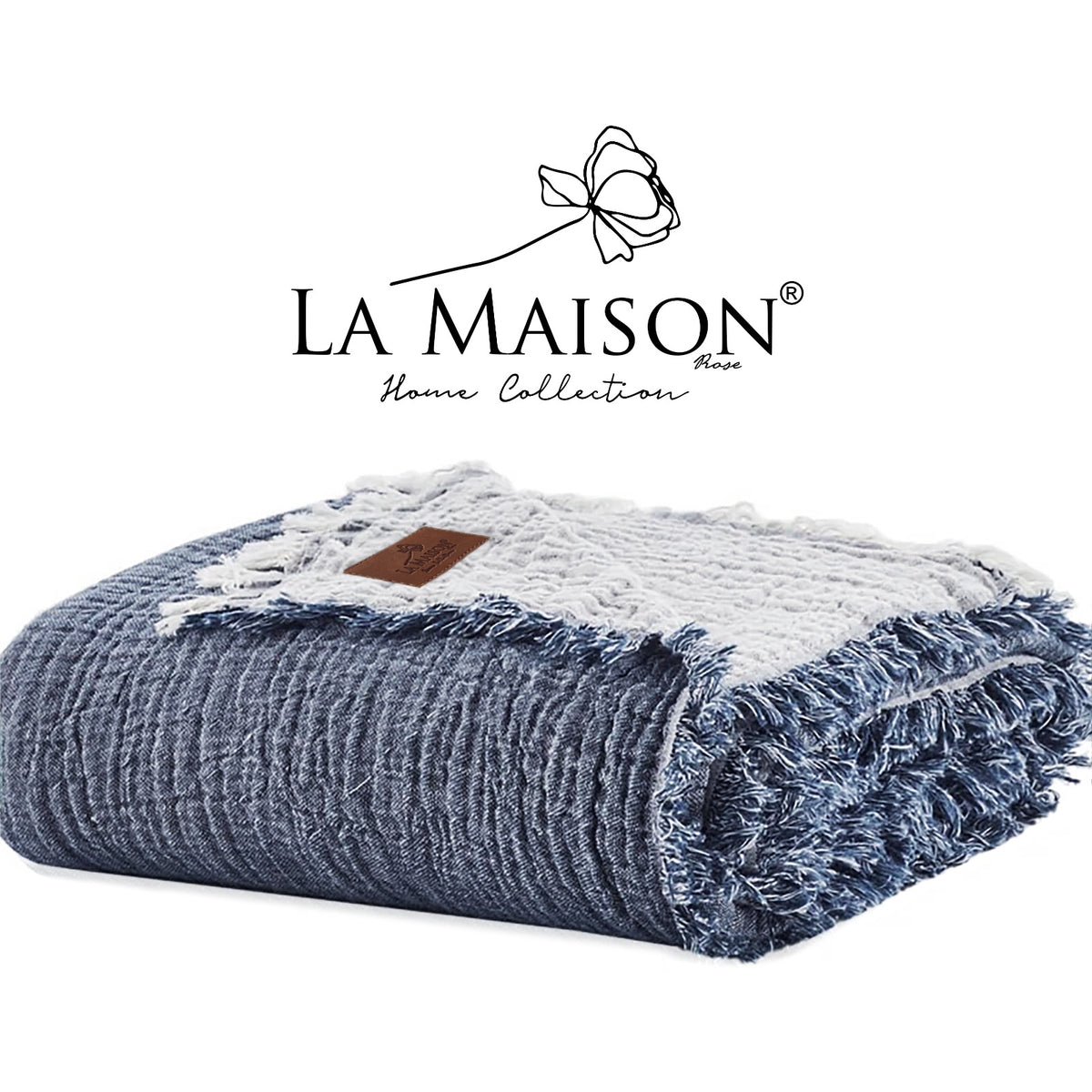 Муслінове покривало La Maison 230×240 Selin Mavi - Ekru