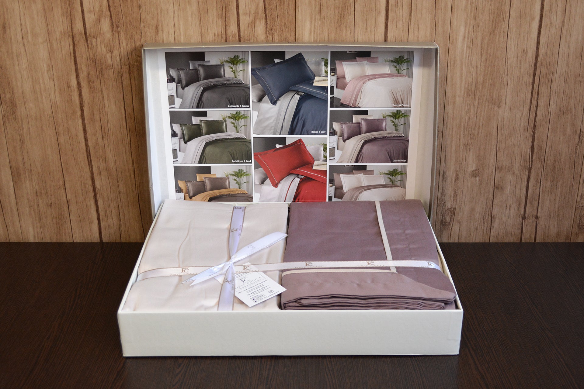 Комплект постільної білизни First Choice Deluxe Satin 200х220 Serenity Lilac Beige