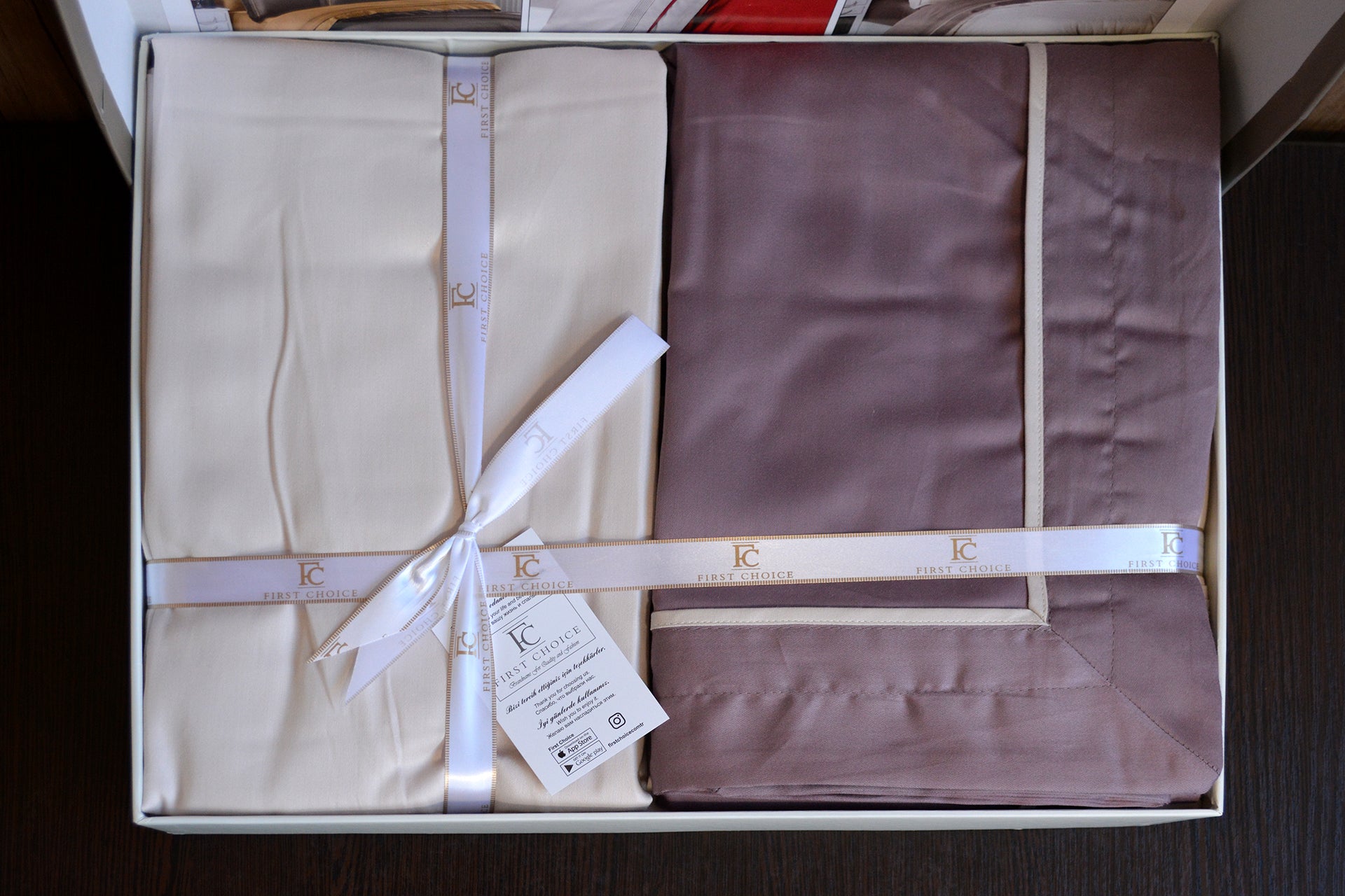 Комплект постільної білизни First Choice Deluxe Satin 200х220 Serenity Lilac Beige