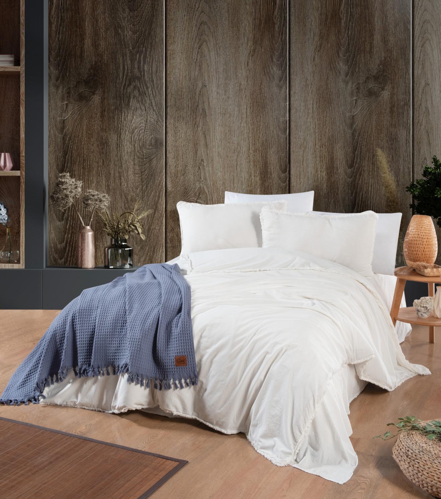 Постільна білизна Sikel Stonewashed Ranforse Soho Firfirli 200 х 220 см Beyaz