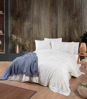 Постільна білизна Sikel Stonewashed Ranforse Soho Firfirli 200 х 220 см Beyaz