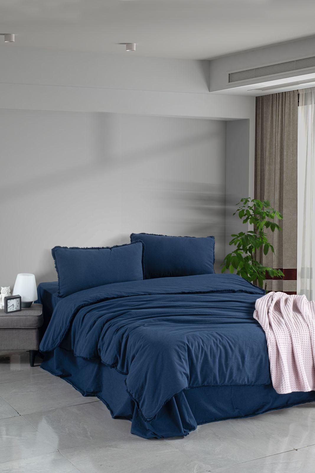 Постільна білизна Sikel Stonewashed Ranforse Soho Firfirli 200 х 220 см Lacivert