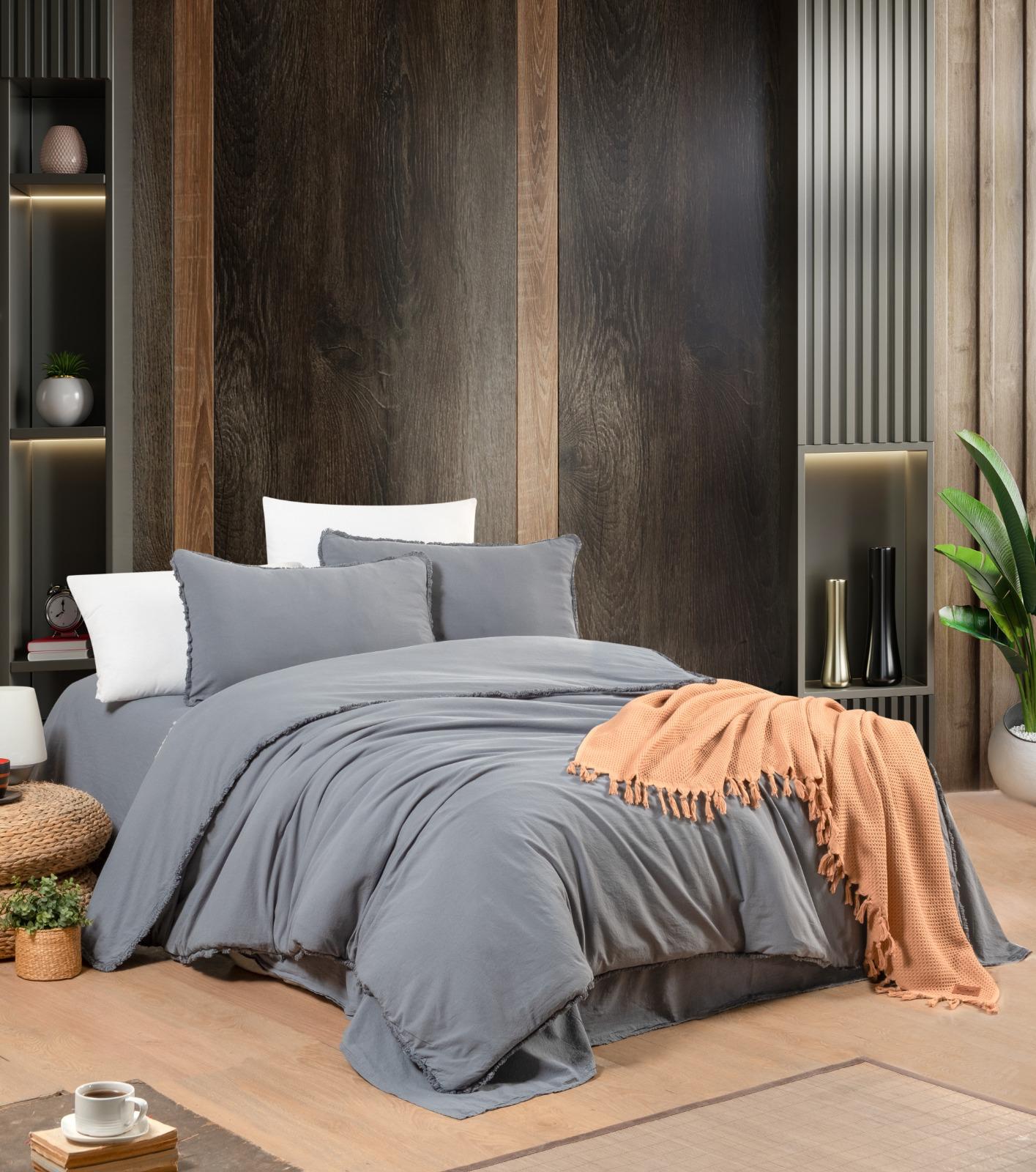 Постільна білизна Sikel Stonewashed Ranforse Soho Firfirli 200 х 220 см Mavi
