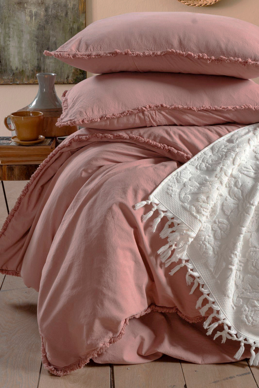 Постільна білизна Sikel Stonewashed Ranforse Soho Firfirli 200 х 220 см Rose