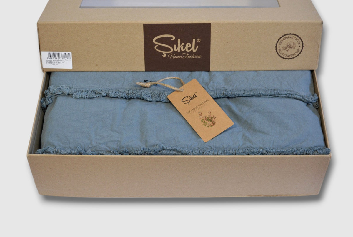 Постільна білизна Sikel Stonewashed Ranforse Soho Firfirli 200 х 220 см Mavi