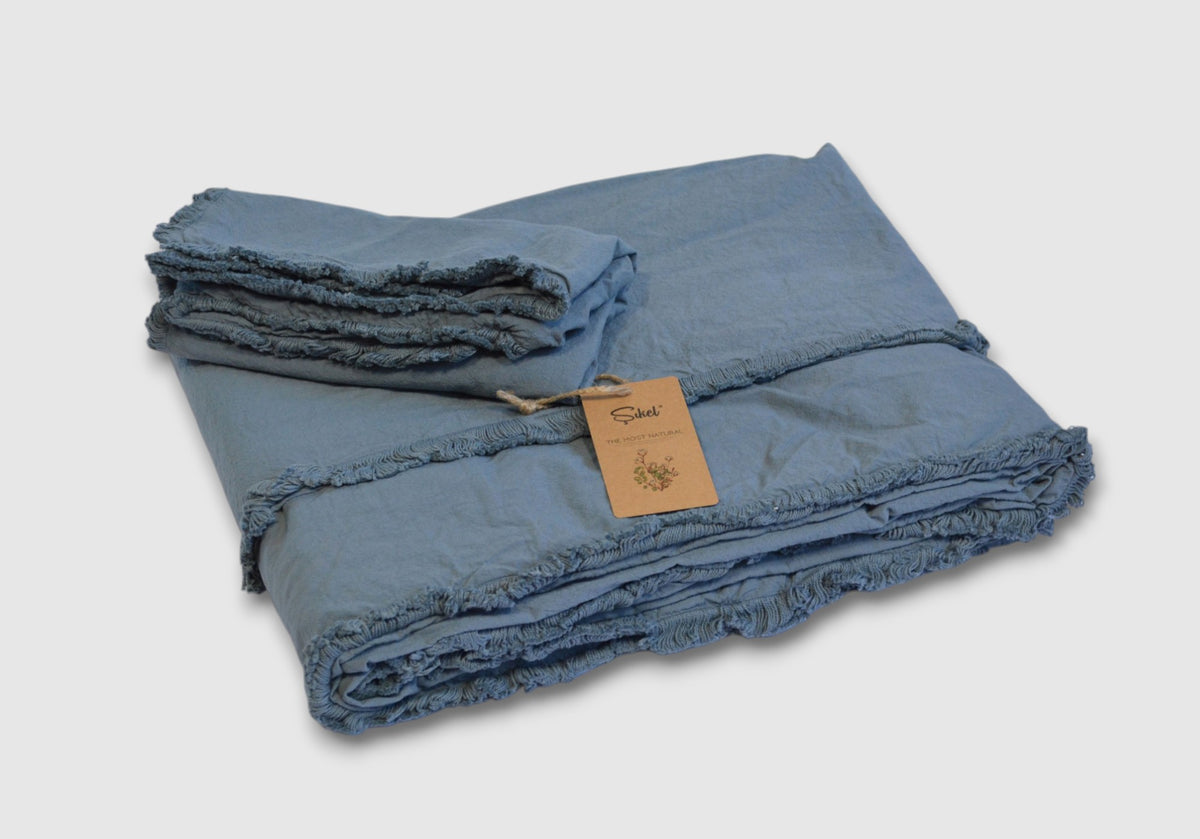Постільна білизна Sikel Stonewashed Ranforse Soho Firfirli 200 х 220 см Mavi