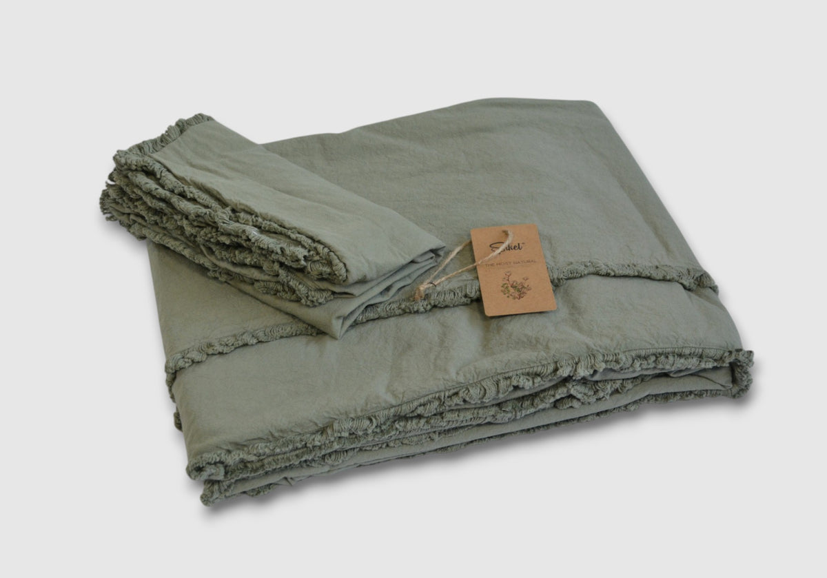 Постільна білизна Sikel Stonewashed Ranforse Soho Firfirli 200 х 220 см Yesil