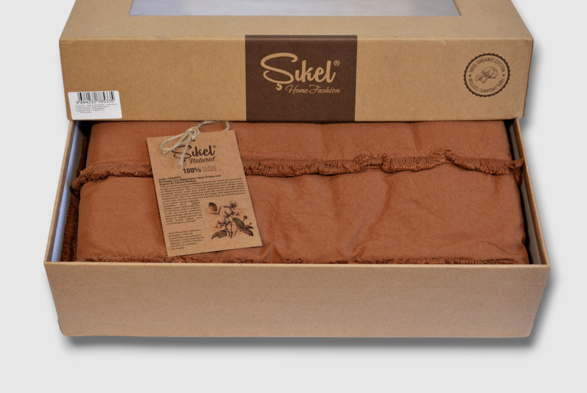 Постільна білизна Sikel Stonewashed Ranforse Soho Firfirli 200 х 220 см Tutun