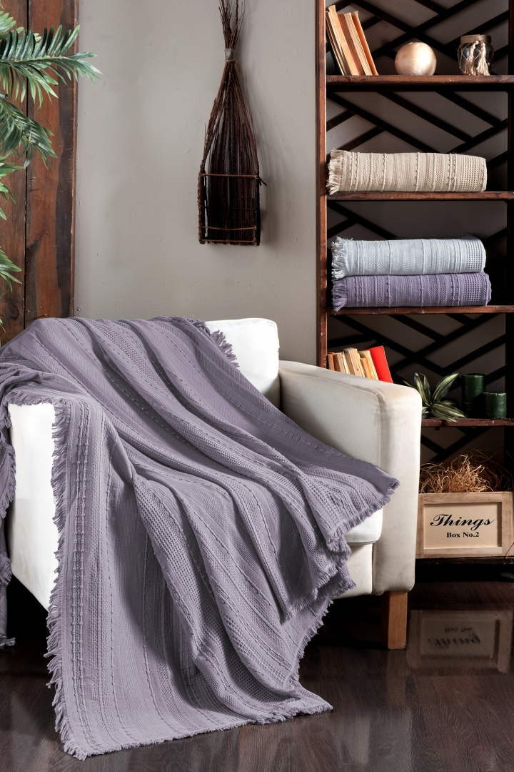 Вафельне простирадло First Choice Sole 220x240 см. Lilac