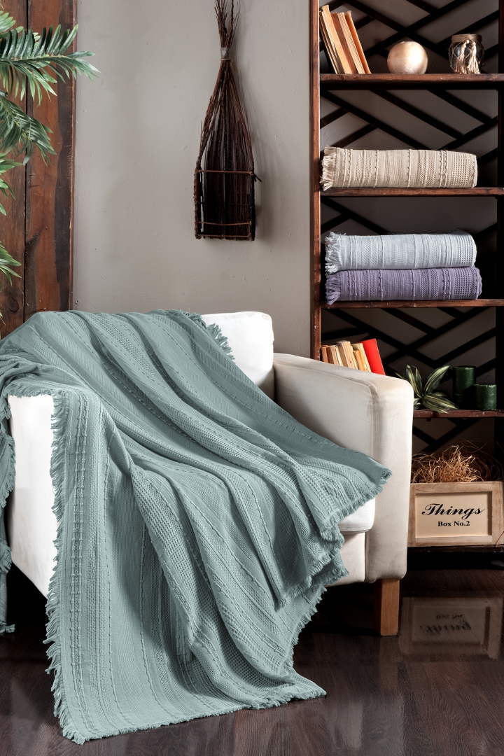 Вафельне простирадло First Choice Sole 220x240 см. Turquoise