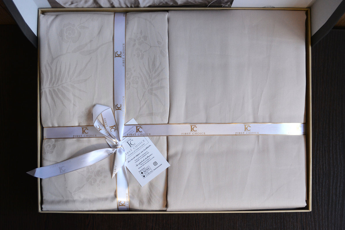 Постільна білизна First Choice Jacquard Satin 200 х 220 см Stesha Beige