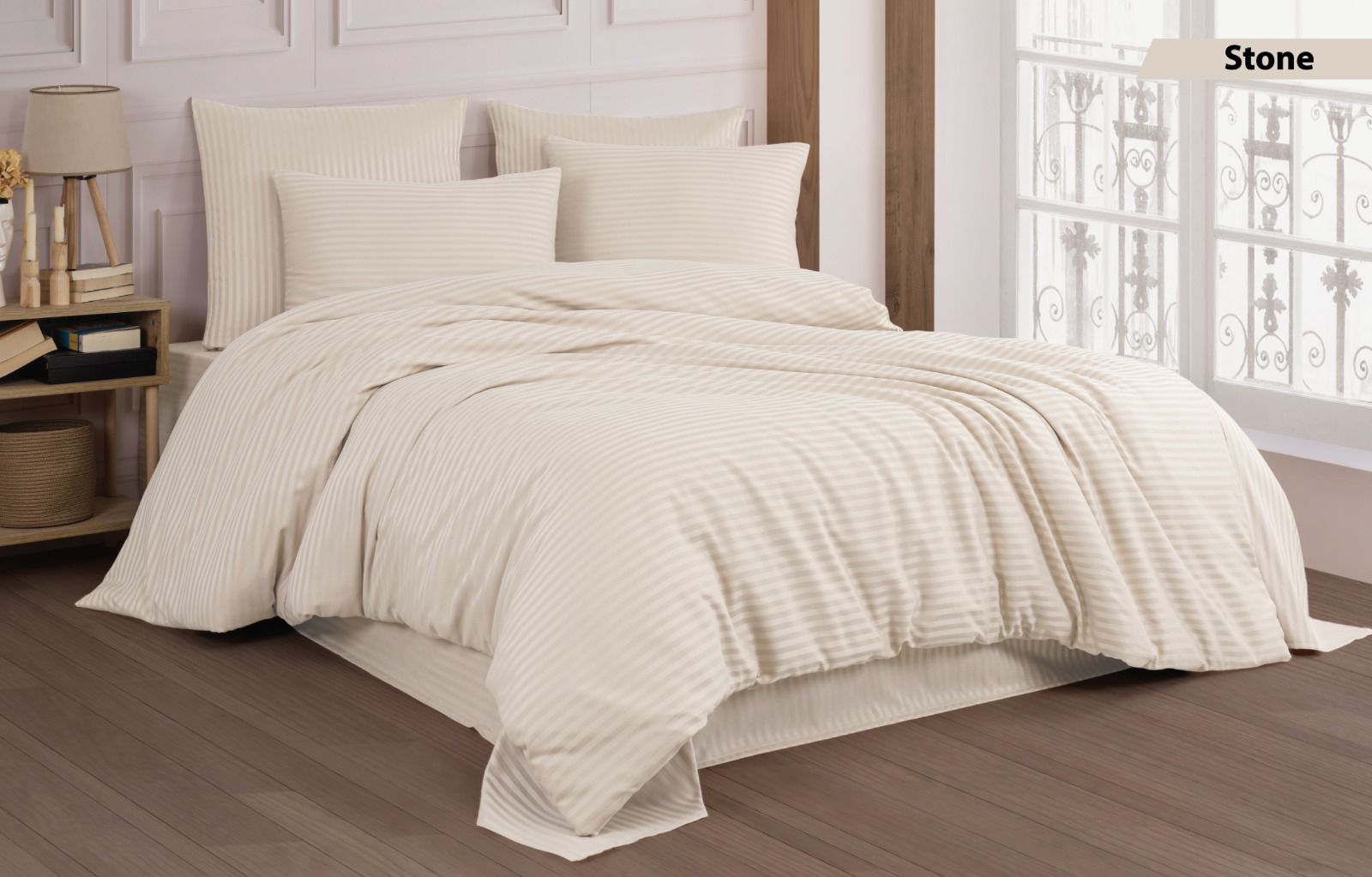 Постільна білизна Cotton Shine Stripe Satin 200х220 Stone