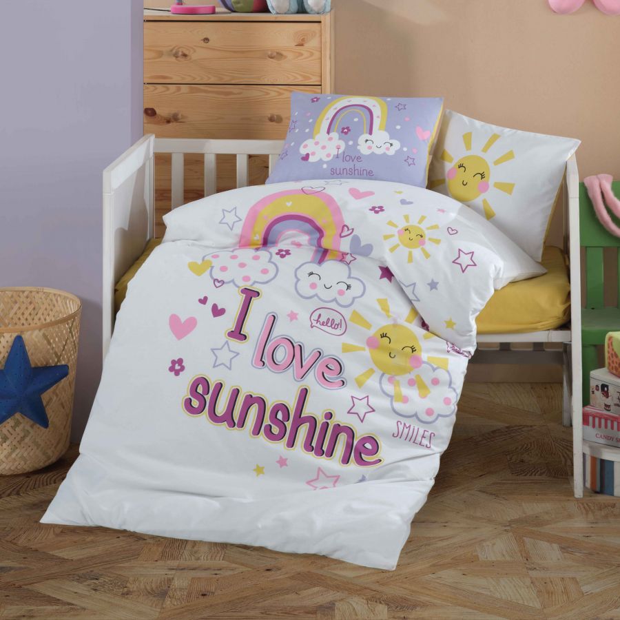 Комплект постільної білизни для новонароджених Clasy Baby Ranforce 100х150 Sun Love