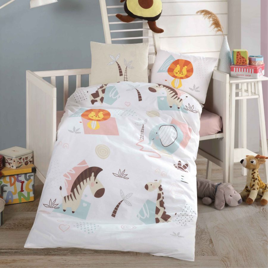 Комплект постільної білизни для новонароджених Clasy Baby Ranforce 100х150 Sweet Zoo