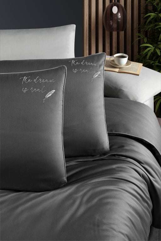 Комплект постільної білизни First Choice Deluxe Satin DARK 200х220 Timeless Antracite