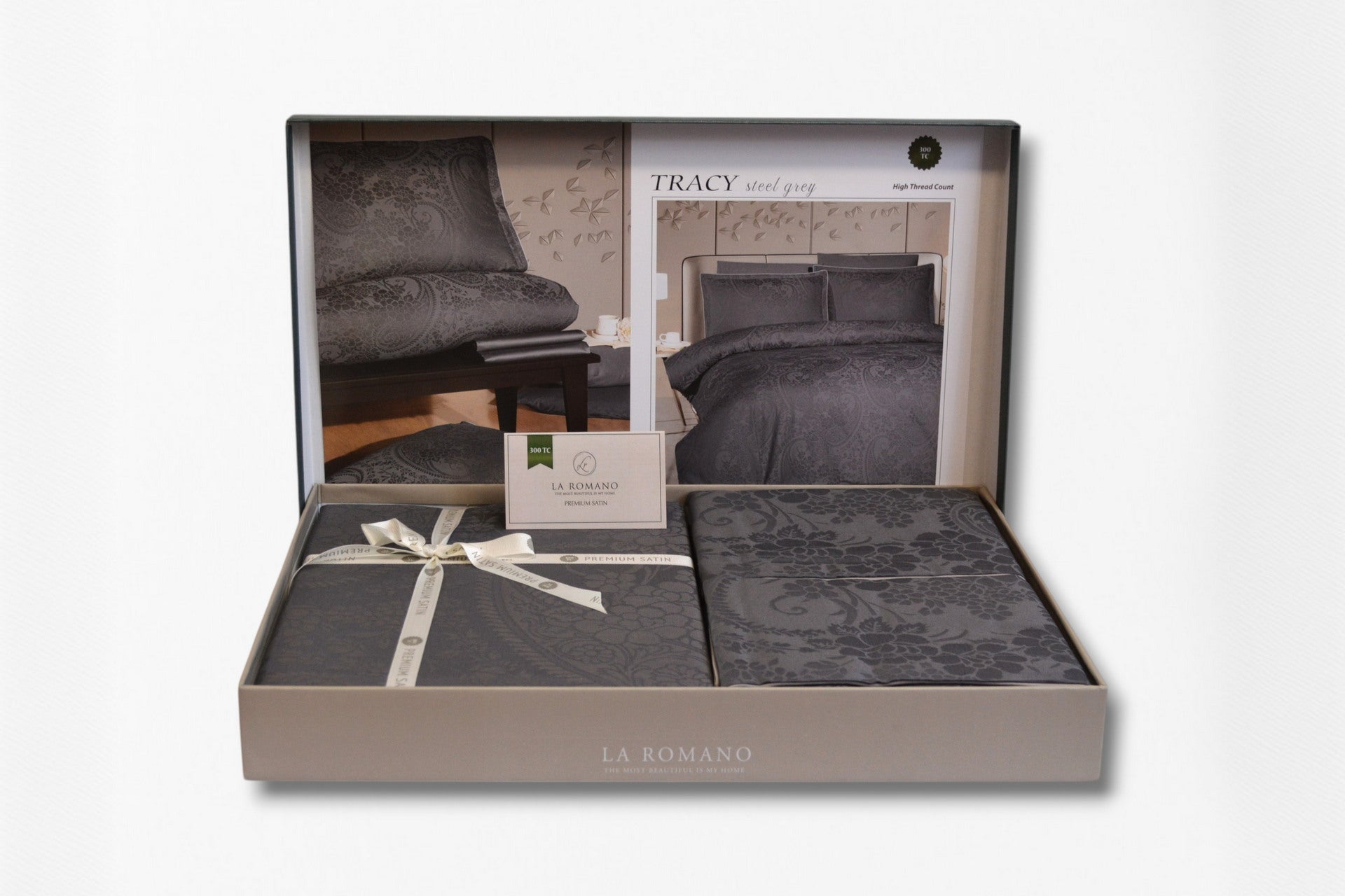 Постільна білизна La Romano Premium Satin 200×220 см Tracy Steel Grey