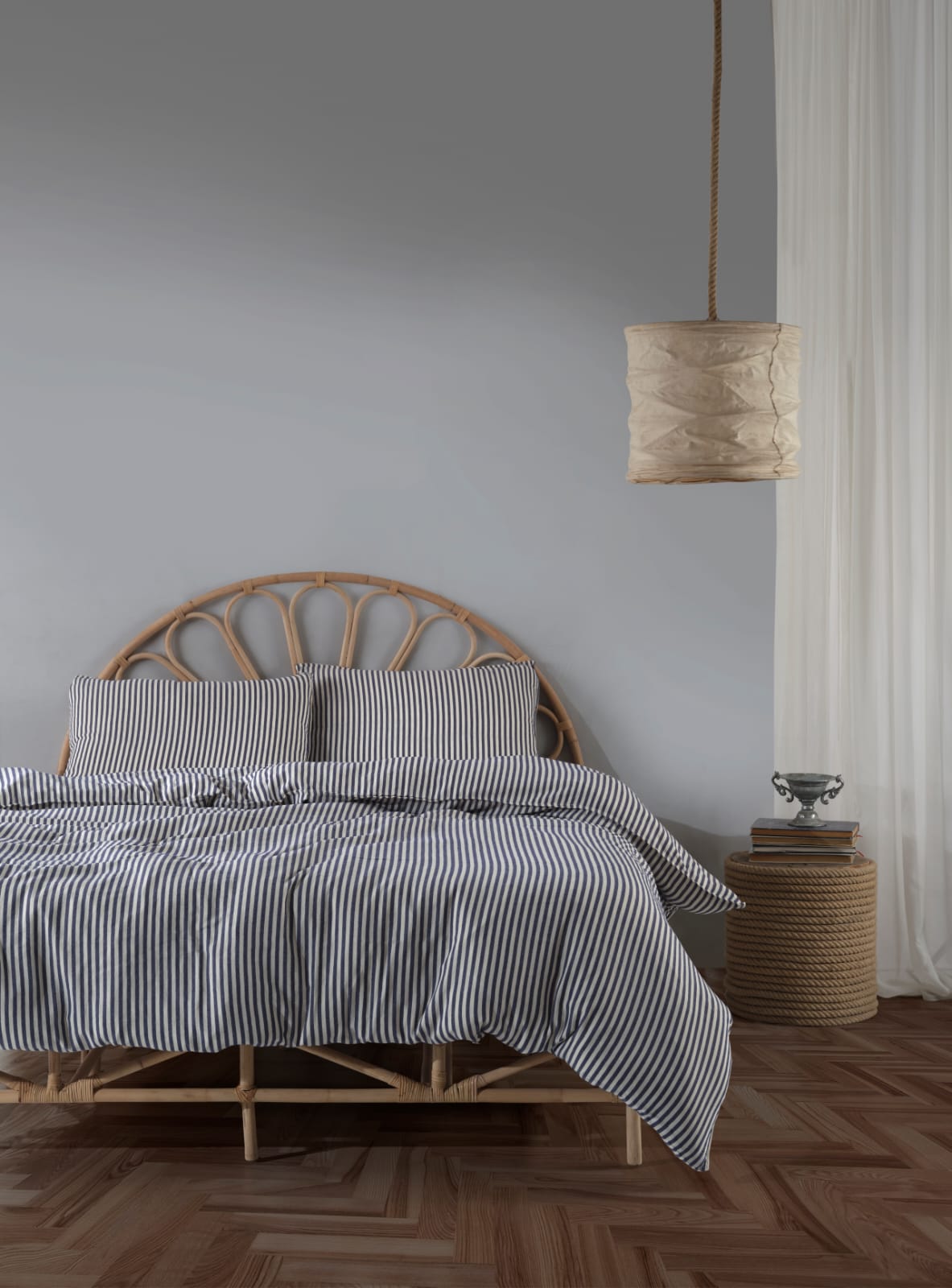Постільна білизна Turkiz Naturel 200 х 220 см Kaine Navy Blue