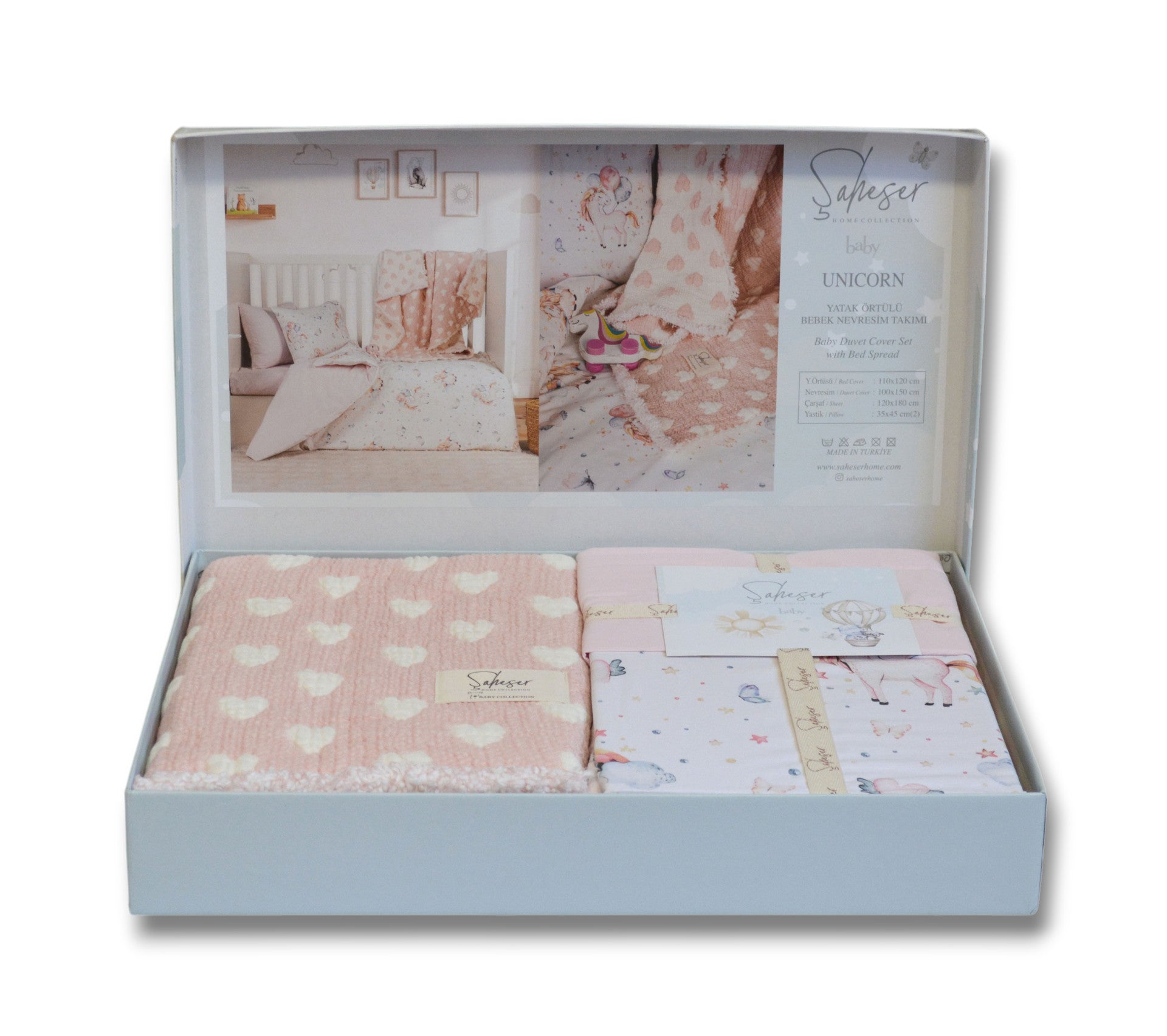 Постільна білизна Saheser Baby Pique Set 110 х 120 см. Unicorn Pudra